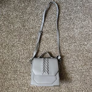 Lionel Sleek Gray Crossbody Bag with Braided Flap